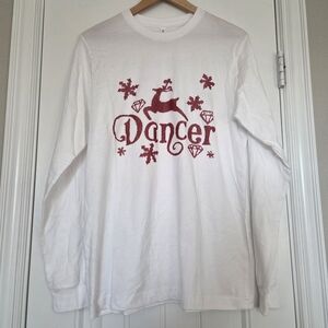 Bella Canvas White Long Sleeve Tee with Red Dancer Design